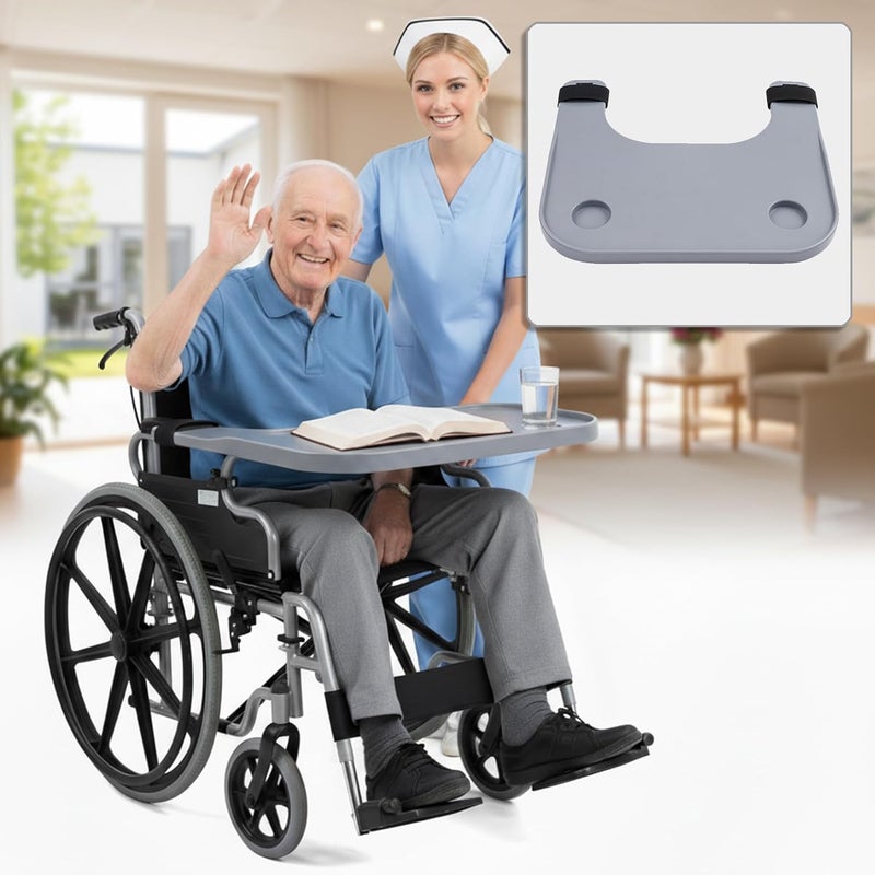 Windiboo Wheelchair Tray Table with Cup Holder, Removable Lap Desk for Dining & Reading, Easy-to-Install Accessory Suitable for 16–20 Inch Wheelchairs for Adults & Seniors - Image 5